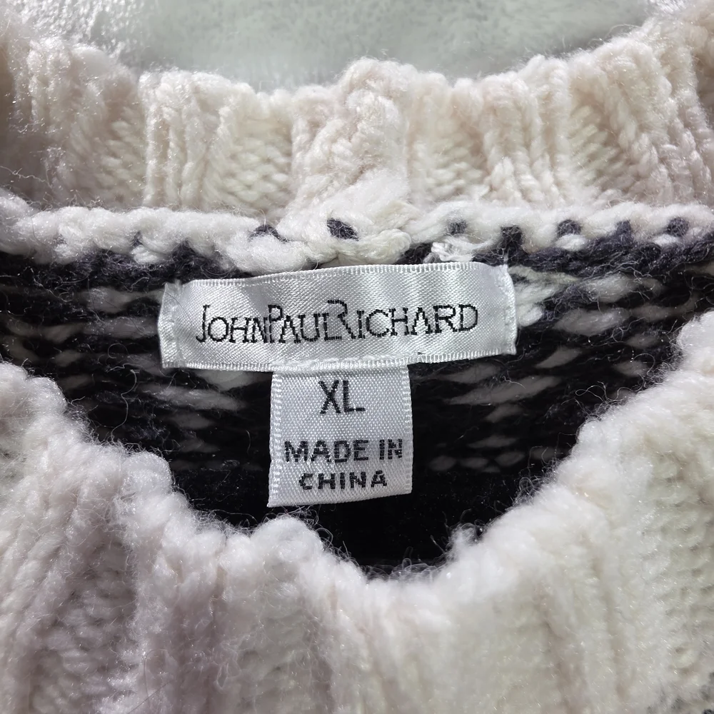 Womens Black and Cream Crop Knit Sweater Size XL